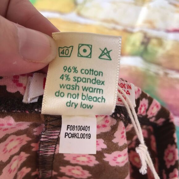 kit + lili‎ Girls Leggings Size 2 Years Brown Pink Flower Print NEW - Picture 9 of 9